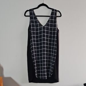Monk & Lou - Navy And Black Elegant Checkered Sleeveless Dress - Oversized XS
